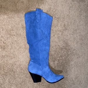 Faux Suede Knee High Western Boots